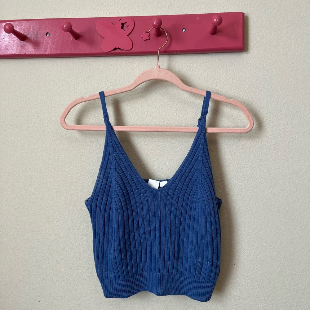 Roxy Blue Ribbed Crop Camisole
